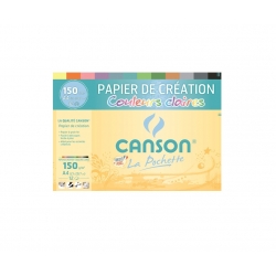 CANSON - Pochette 12 feuilles de papier création A4 - 150g/m² couleurs  claires assorties