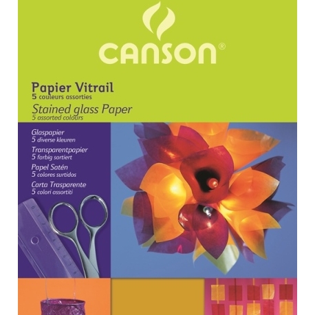 Sachet 5 feuilles Vitrail Canson® 40g couleurs assorties