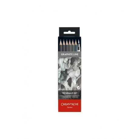 Crayon graphite aquarellable Technalo Caran d'Ache assortiment 7 pièces FSC