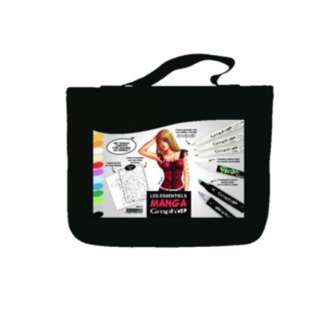 Trousse Essentiels Manga - 12 Marqueurs + 3 Liners + Shake Blanc + Trame A6 Graph'It