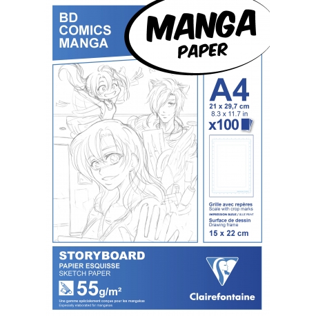 Manga bloc Storyboard 100F Grille simple 55g