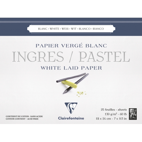 Bloc Ingres-Pastel collé 25F 130g blanc