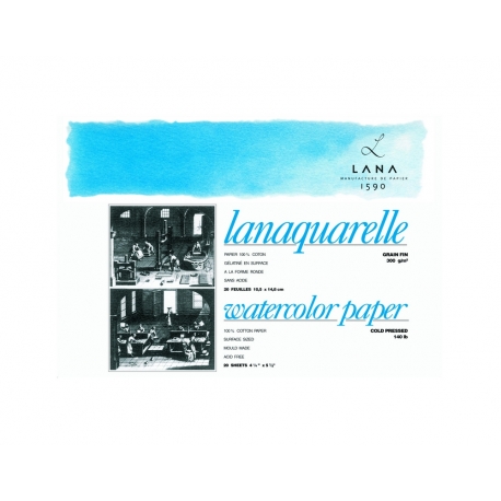 Bloc Lanaquarelle Colle 4 Coté 300g Grain Fin 20 feuilles