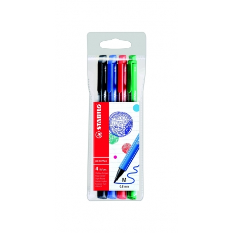 Pochette de 4 Stylo-feutre STABILO pointMax ( noir, bleu, rouge, vert )