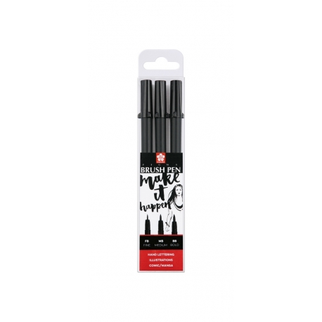 Set 3 Pigma Brush Noirs