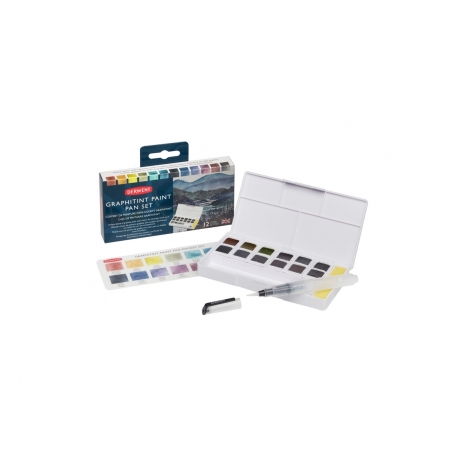 DERWENT - GRAPHITINT - palette 12 1/2 godets graphite+pigments aquarel