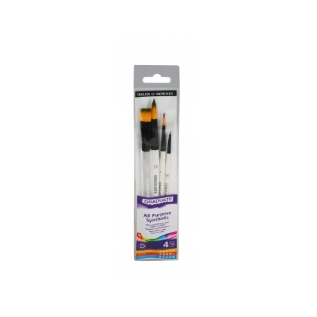 Daler Rowney - Pochette 4 Brosses Aquarelle Synthétique Manche Court