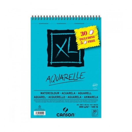 Album Spiral 30 Feuilles XL® Aquarelle A3 300G Grain Fin Blanc Dont 5 Offertes