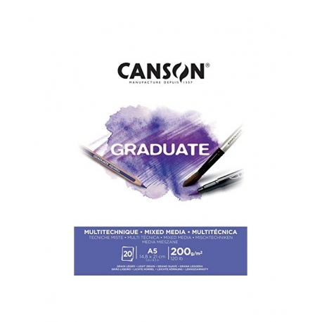 Boc de 20 feuilles de papier Mix Média blanc 200g - Canson Graduate