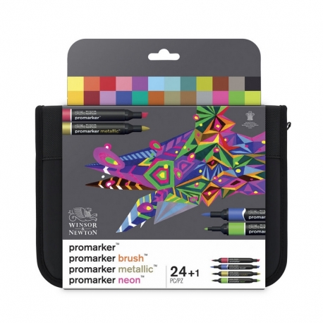 Trousse de 24 Promarker Assortis ( Brush + Néon + Métallic )