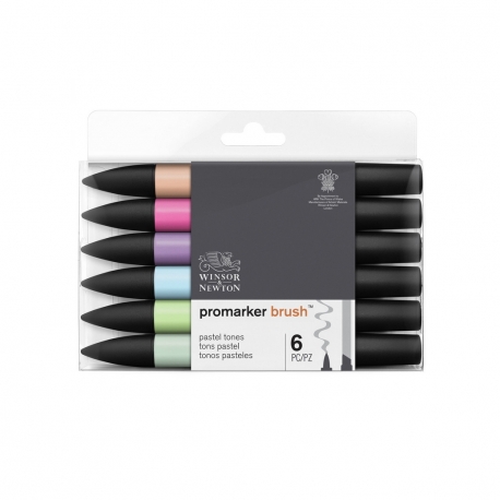 Winsor & newton promarker brush set 6pc tons pastel