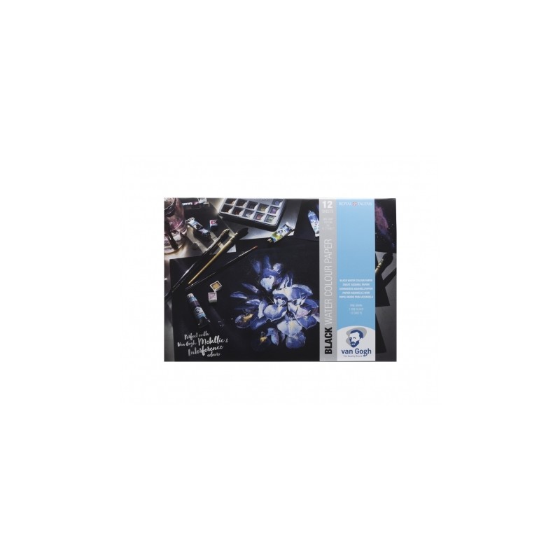 Bloc Papier Noir Aquarelle 360g 12F