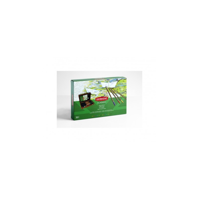 DERWENT - ACADEMY - Coffret bois 30 crayons de couleur + accessoires