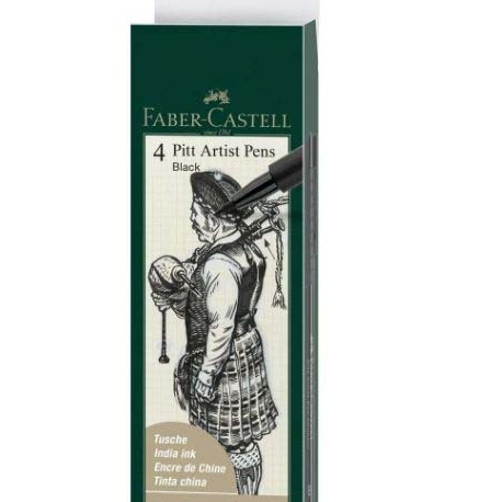 Pochette 4 Feutres Noirs Pitt Artist (FM-B-C-1.5)