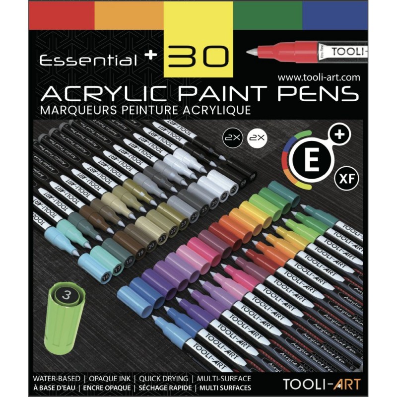 TOOLI Marqueur Acrylique Set Essentiel 30 couleurs EF 07mm TOOLI Marqueur Acrylique Set Essentiel 30 couleurs EF 07mm