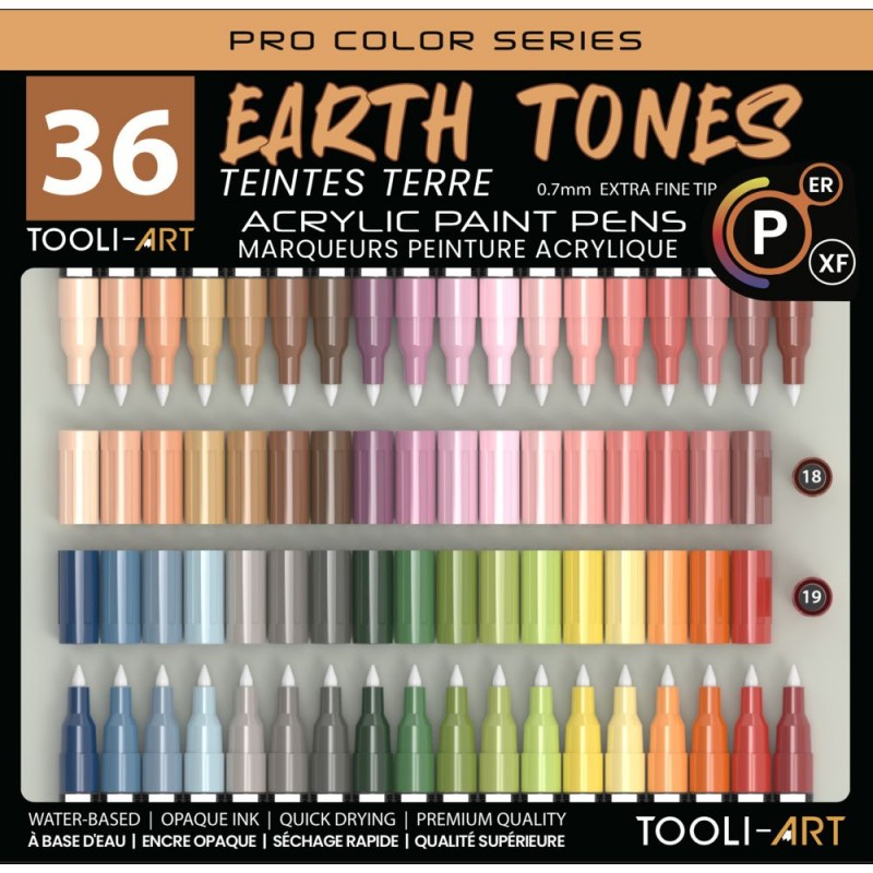 TOOLI Marqueur Acrylique Set Nature 36 couleurs EF 07mm TOOLI Marqueur Acrylique Set Nature 36 couleurs EF 07mm